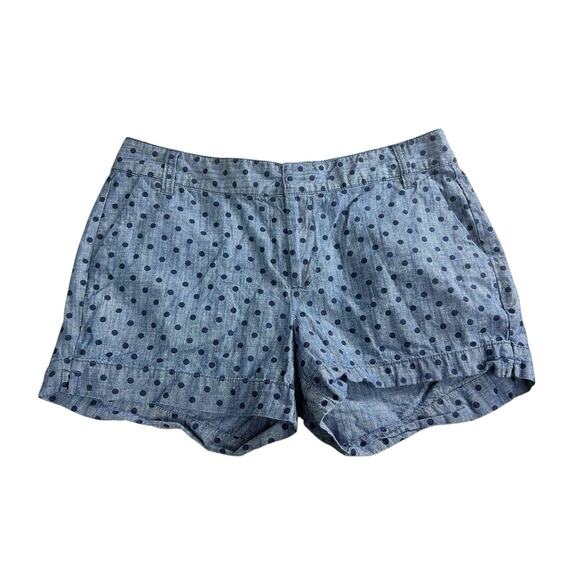 Old Navy Chambray Polka Dot Shorts Sz 4 Cotton Blue Chino Casual 3" Inseam - Picture 5 of 5